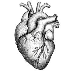 heart, anatomical, organ, vector, sketch, lineart, drawing, human, biology, clipart, illustration, medical, science, anatomy, realistic, detailed, veins, arteries, vintage, engraving, graphic, muscle,