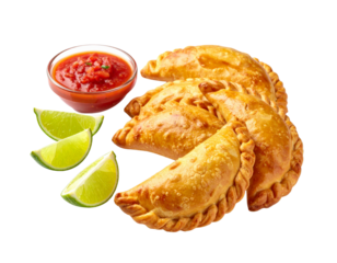 Homemade Empanadas with Golden Crust and Fresh Salsa – Isolated PNG