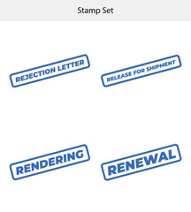 Rectangular Stamps With Rounded Edges Featuring Text On White Background