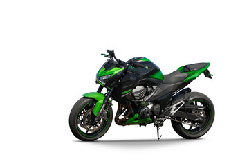 Black-Green naked sport motorcycle isolated on transparent background © Jakub Sisulak