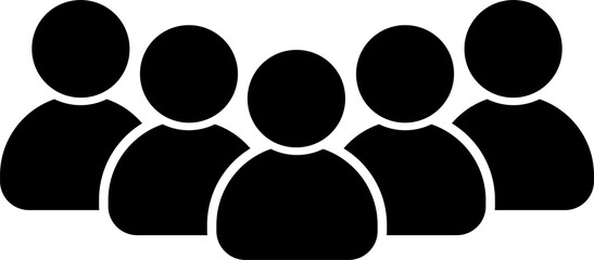 Illustrations of human user icons arranged in a simple, solid line style. People, group, and team pictograms are perfect for app, website, and business interface design.