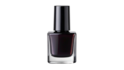 Dark Nail Polish Bottle on White Background.