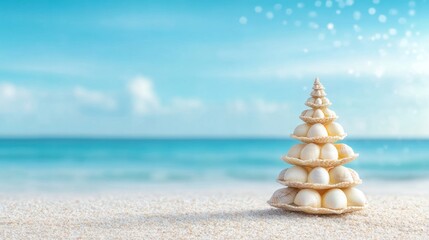 Seashell christmas tree beach summer holiday ocean design