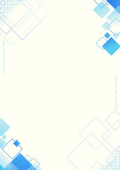 Abstract blue geometric technology background with squares and halftone dots. Modern minimalist vector design for corporate presentation, web. Blue White Modern Gradient Project Proposal Cover A4