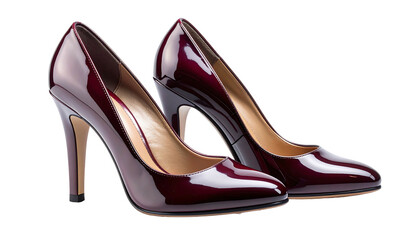 Elegant Burgundy Patent Leather High Heel Shoes.