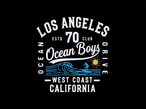 Vintage LosAngeles California Surfing Club Graphic Design Ocean Vibe, design t-shirt streetwear clothing, vector typography, perfect for modern apparel