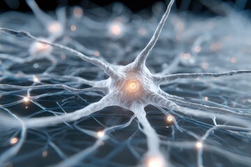 A detailed close-up of a neuron network