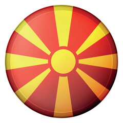 Obraz premium Glass light ball with flag of Macedonia. Round sphere, template icon. Macedonian national symbol. Glossy realistic ball, 3D abstract vector illustration. Big bubble.