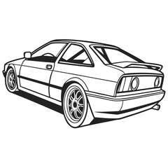 Fototapeta premium Rear view of a classic modified coupe sports car design is perfect for automotive advertising.