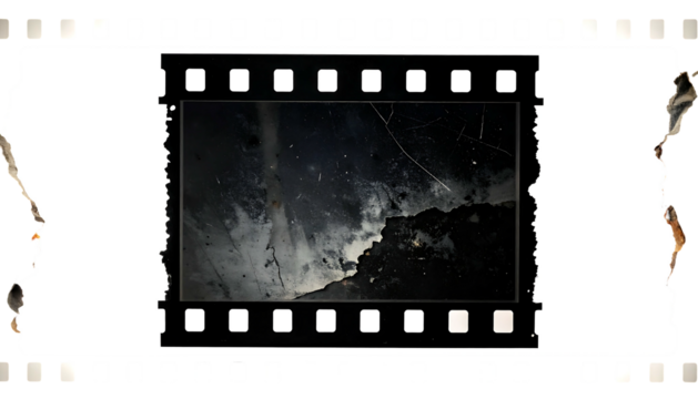 Film Strip Frame with Dark Mountain Landscape.