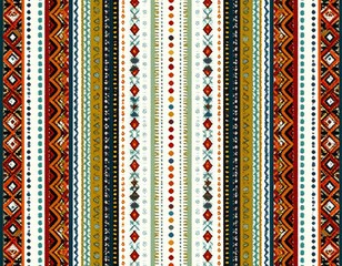 Bohemian Ethnic Tribal Geometric Stripe Pattern Textile Design.