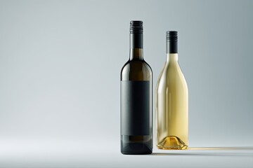 Two wine bottles, one dark and one light
