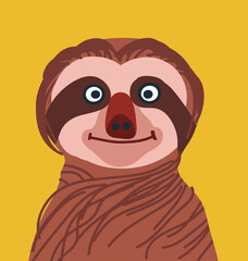 Obraz premium Sloth Cute character, avatar. Fun animal, wild nowaday childish vector hand drawn illustration.