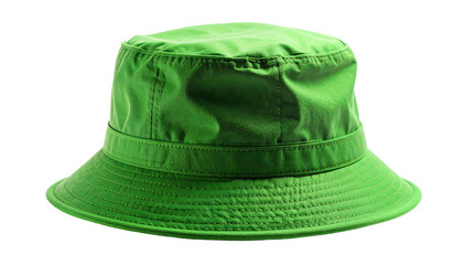 Green Bucket Hat Isolated on White Background.