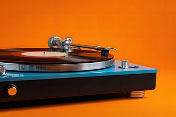 Turntable on vibrant orange background (1)