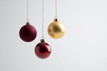 Three Christmas ornaments hanging
