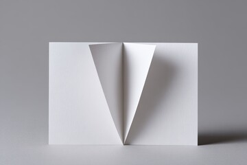 Folded white paper on gray background