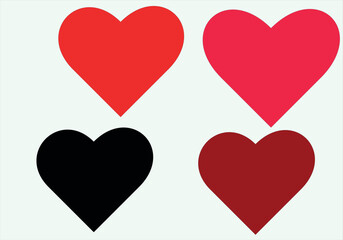 “Four Colored Hearts in Grid – Red, Pink, Black, Dark Red”