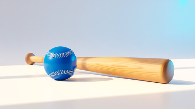A digital illustration of a baseball bat and ball against a white background.