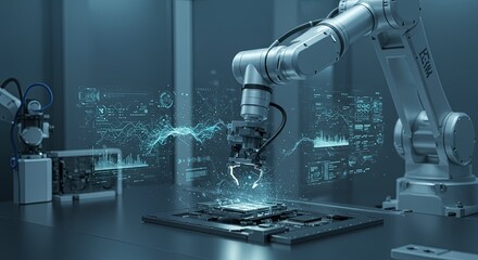 Robotic Arm Assembling Advanced Circuit Board with Holographic Display