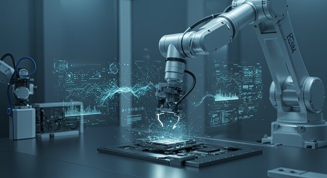 Robotic Arm Assembling Advanced Circuit Board with Holographic Display