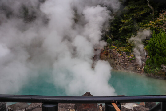 Steaming Hot Spring in Beppu, Japan – Natural Geothermal Spa in Outdoor Setting