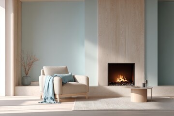 Modern minimalist living room with fireplace (1)