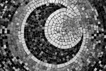 Shimmering crescent moon from tiny mosaic tiles