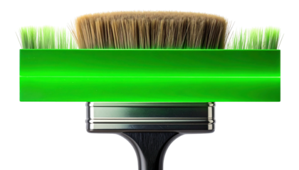 Paintbrush Focused on Green Paint.