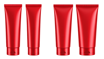 Red Cosmetic Tubes Beauty and Personal Care Products.