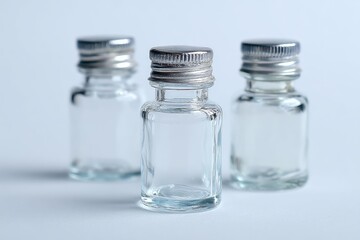Three clear glass bottles with silver caps (1)
