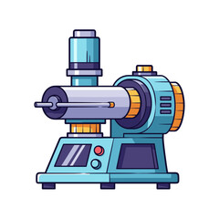 CartoonStyle Blue and Orange Machine with Cylindrical and Rectangular Components.