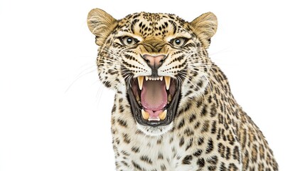 Fototapeta premium Snarling leopard with open mouth