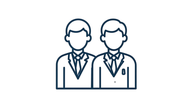 Two businessmen standing side by side in suits.