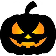 Halloween pumpkin lantern, spooky jack o’ lantern carved face illustration