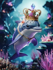 Crowned Dolphin Princess Underwater Fantasy