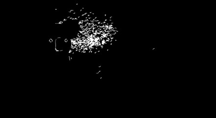 Dynamic abstract splash effect with energetic white particles bursting outwards creating a powerful, modern visual impact perfect for design projects
