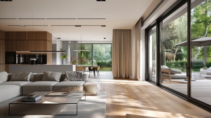 Modern interior living room sunlight