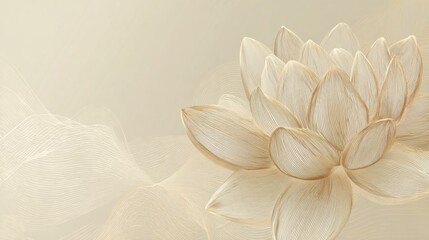 Pale cream tone with abstract lotus flower lines, light and spiritual