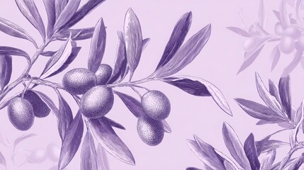 Pale lavender pastel with olive branch line illustrations on sides