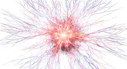 Obraz premium Abstract Energy Burst: Colorful Light Explosion on Black Background png clear alpha channel cutout isolated on transparent background