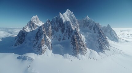 Snowy mountain peak view