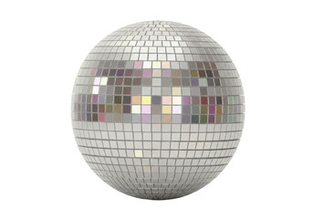 Shiny disco ball isolated on transparent background, mirror ball PNG for party and celebration decoration, retro style