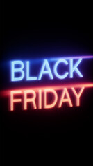 Cyber ​​Monday Black Friday Discount Days Online Store Neon Digital Colors Text Vertical Background