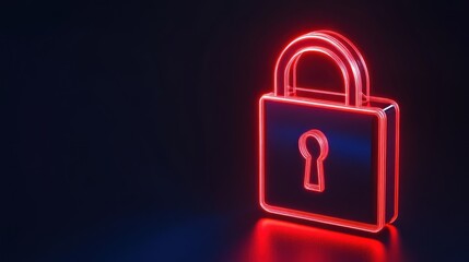 Glowing red padlock digital security and privacy concept