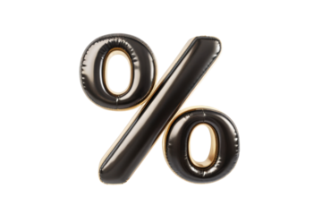 Inflatable black percentage symbol, shiny and glossy, perfect for celebrations or promotions, adding festive touch to any event