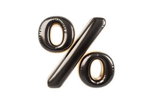 Inflatable black percentage symbol, shiny and glossy, perfect for celebrations or promotions, adding festive touch to any event