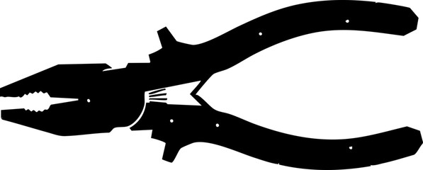 Professional black silhouette of combination pliers, essential tool for mechanics and DIY enthusiasts, showcasing precision engineering for demanding tasks.