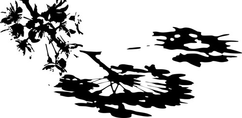 Elegant silhouette of blooming flowers and delicate leaves creating a modern botanical art piece