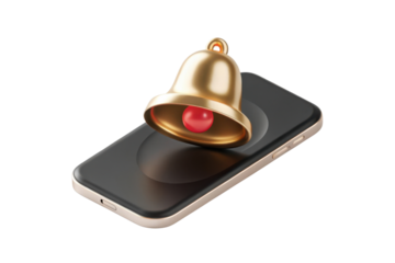 Notification bell icon appears above smartphone, symbolizing alerts and reminders. This conveys sense of urgency and communication